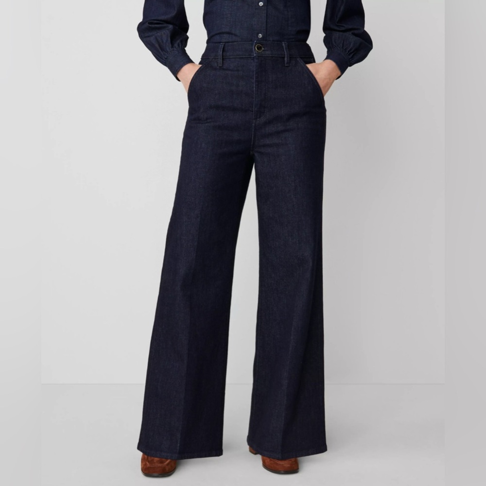 Banana Republic Throw Back Flare Dark Rinse Denim Trousers